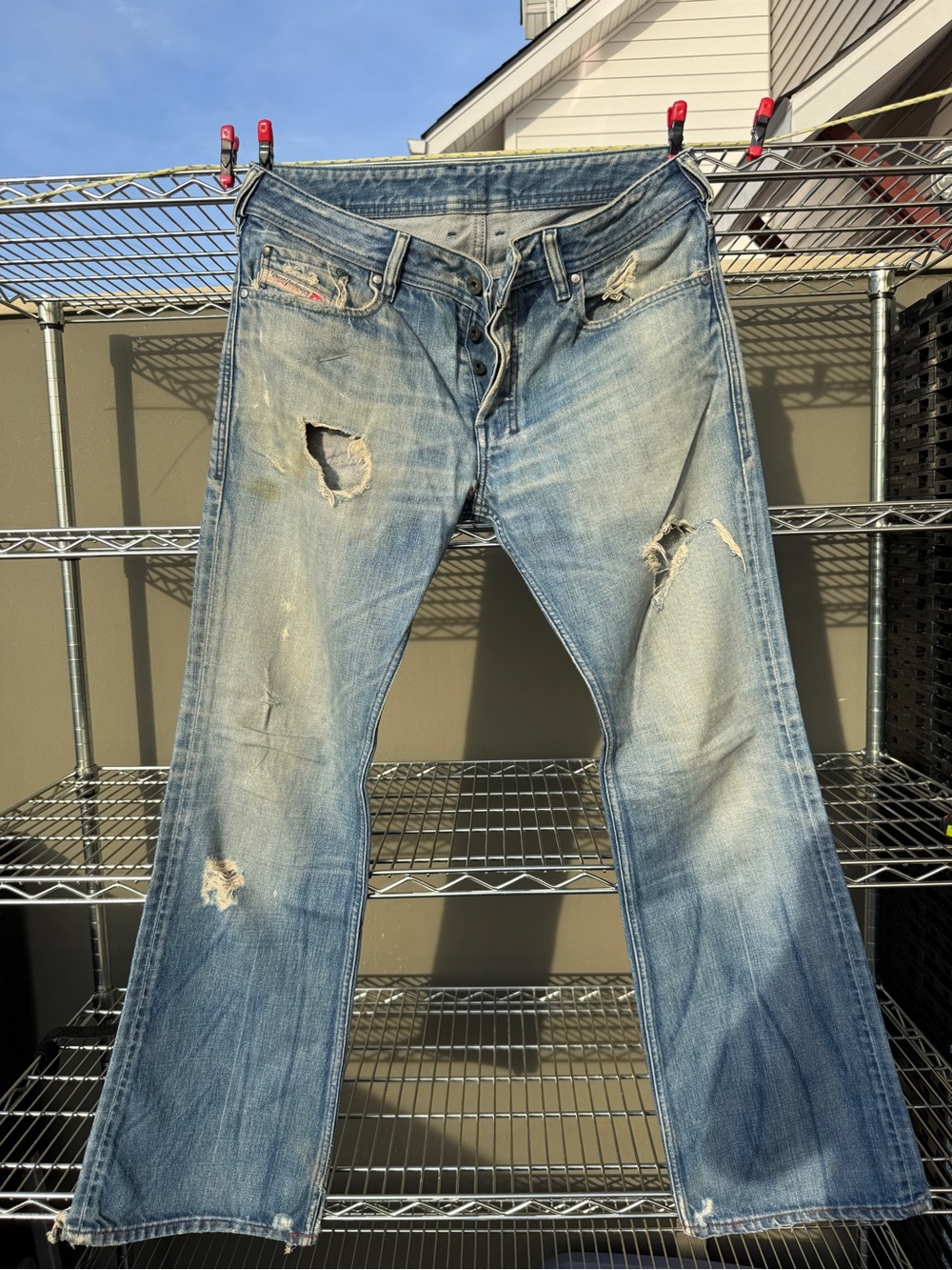 Diesel Zathan Distressed Button Fly Jeans 32 Made in Italy